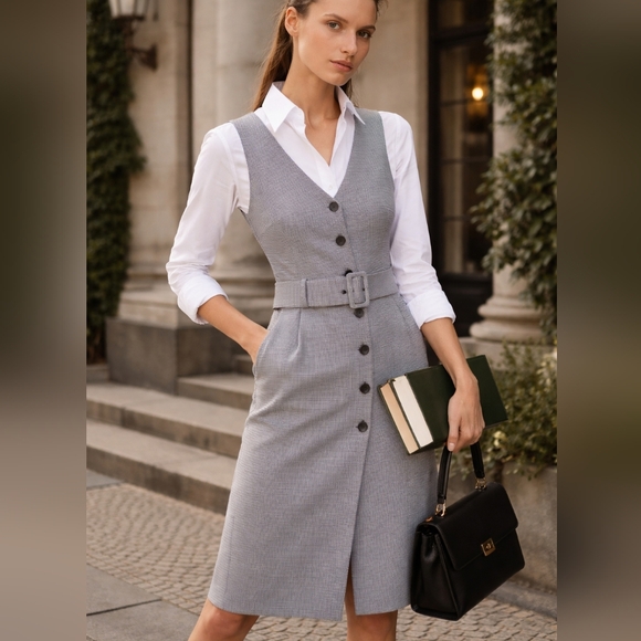 Club Monaco Dresses & Skirts - Club Monaco Pritha Dress Size 6 Houndtooth Belted Acamdemic Old Money